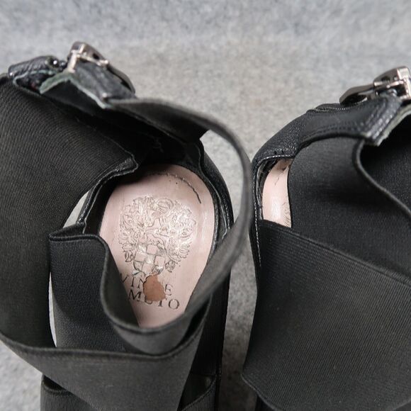 Vince Camuto Shoes Womens 8 Pump Stiletto Heel Zip Open Toe Black Straps Ondetti - Picture 14 of 14